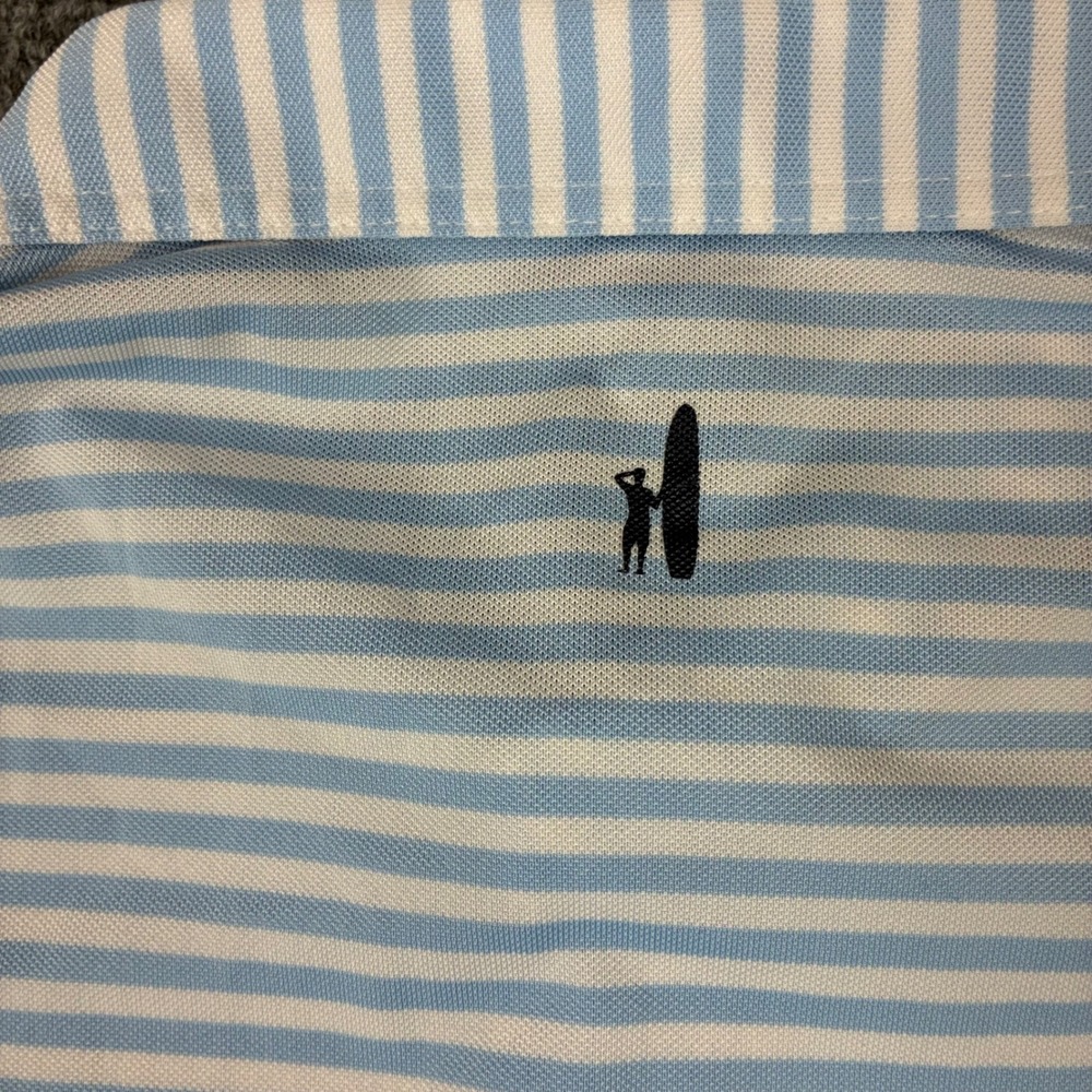 Johnnie-O Mens XL Blue White Striped Performance Polo Shirt Short Sleeve Golf - Picture 7 of 7